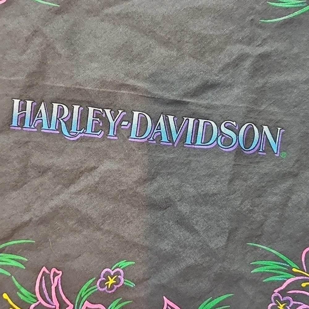 Harley-Davidson Gray Bandana with Multicolor Floral Theme Used